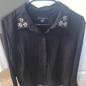 Embellished chiffon button up